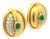 Vintage 18k Yellow Gold Diamond and Emerald Cabochon Clip-on Earrings, Pair For Sale