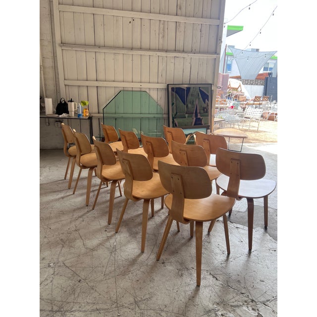 Beautifully refinished bentwood chairs by Bruno Weil for Thonet. These chairs feature a gracious silhouette and incredible...