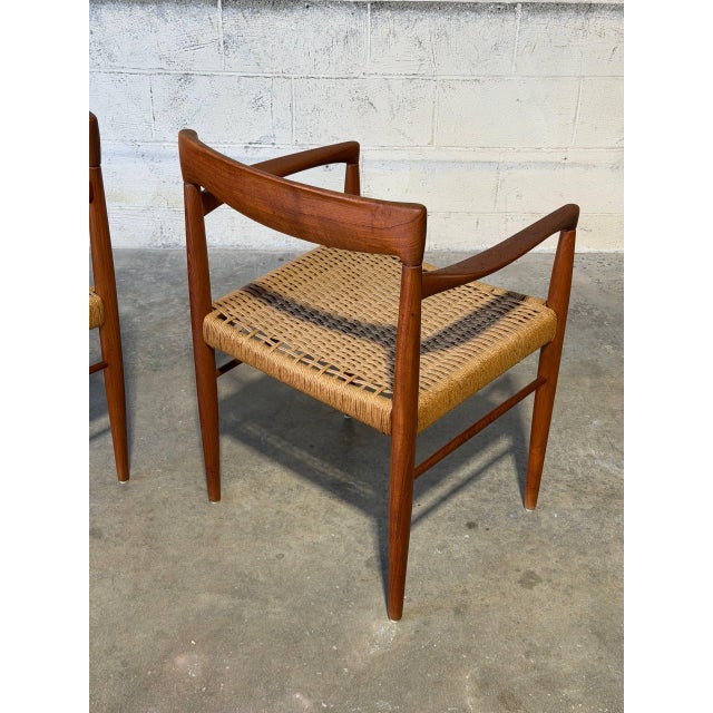 In Style of h.w. Klein for Bramin Teak Woven Cord Dining Armchairs Set of 2 Danish Mid-Century Modern 1960s For Sale - Image 9 of 11