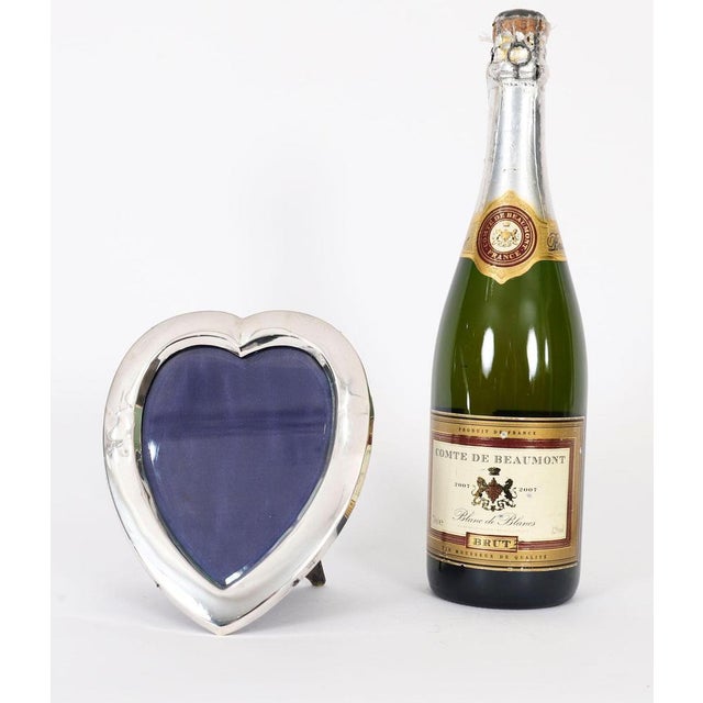 Blue Antique Heart Shaped Sterling Silver Photo Frame by Henry Matthews, 1890s For Sale - Image 8 of 9