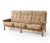 A Danish mid century modern sofa with a tufted back cushion upholstery on a well made wood (oak) base. The sofa has bottom...
