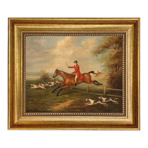 Oil Painting Print on Canvas, Fox Hunting Scene by j.n. Sartorius, Framed