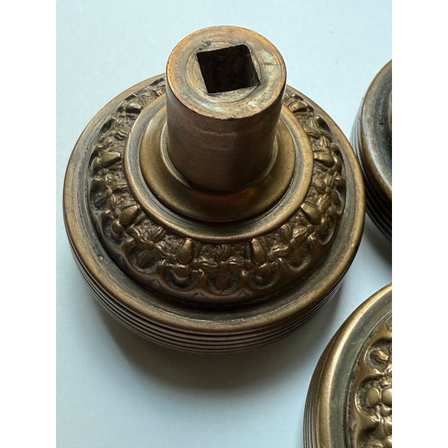 Late 19th Century American Victorian Cast Bronze Elaine Door Knobs- A Set of 3 For Sale - Image 5 of 6