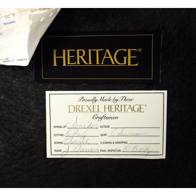 Drexel Large Tufted Floral Upholstery 35” Diameter Ottoman Foot Stool Bench MINT For Sale - Image 9 of 10