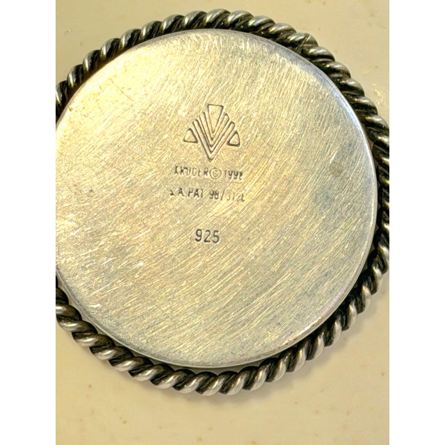 A. Kuger Sterling Silver Mounted Ostrich Egg Bowl with Buffalo Head Handles For Sale - Image 9 of 9