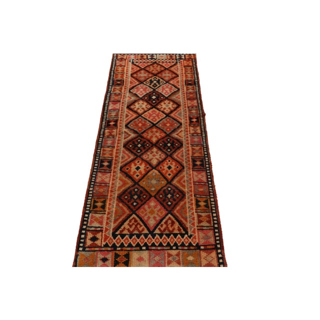 Tribal Vintage Turkish Tribal Runner in Orange and Brown With Colorful Geometric Motifs For Sale - Image 3 of 8