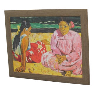 Tahitian Women on the Beach, Art Print, 1980s, Framed For Sale
