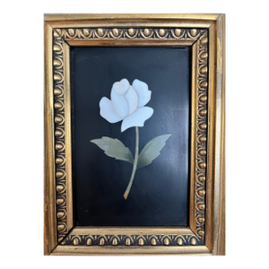 Vintage G. Ugolini Italian Pietra Dura Miniature Flower Botanical Gilt Frame