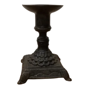 Vintage Black Cast Iron Neoclassical Candle Holder