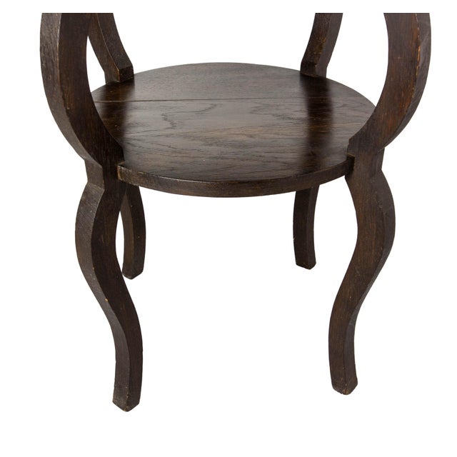 French Chestnut & Copper Table Sellette Side Table, 1940s For Sale - Image 4 of 8