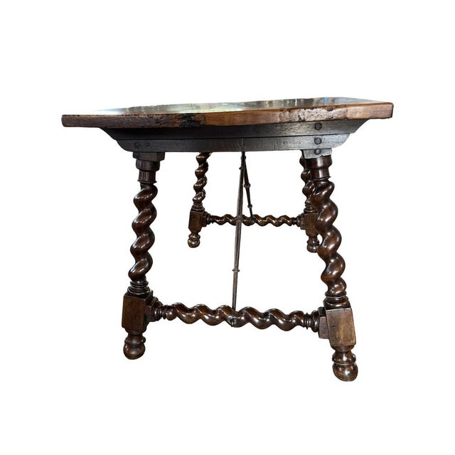 Wood 18th Century Italian Walnut Capretta Table with Barley Twist Lyre Legs For Sale - Image 7 of 13