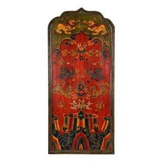 Tibetan Hand-Painted Monastery Door Panel, 1890s For Sale