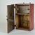 Brick Red Early 19th C. Americana Primitive Small Handmade Wall Cupboard With Leather Straps Hinges & Latch For Sale - Image 8 of 14