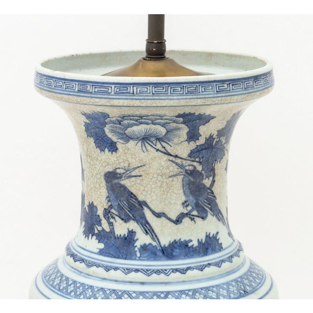 Chinese Blue and White Porcelain Vase as Lamp For Sale - Image 4 of 7