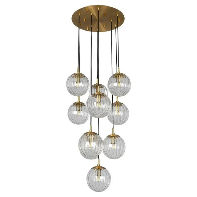 Metal Globe Cluster 10 Chandelier by Schwung For Sale - Image 7 of 7