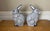 Set of 2 Large Herend-Style Fishnet Bunny Rabbit Figurines White, Blue, & Gold Hand Painted Superb condition. No chips,...