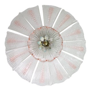 1980s Milan, Pink Sunflower Murano Glass Ceiling Light or Chandelier For Sale