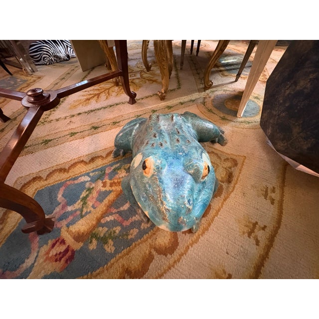 Ceramic Monumental French Glazed Terracotta Frog Sculpture For Sale - Image 7 of 10