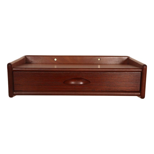 Petite Danish Modern Single-Drawer Floating Nightstand / End Table in Teakwood For Sale