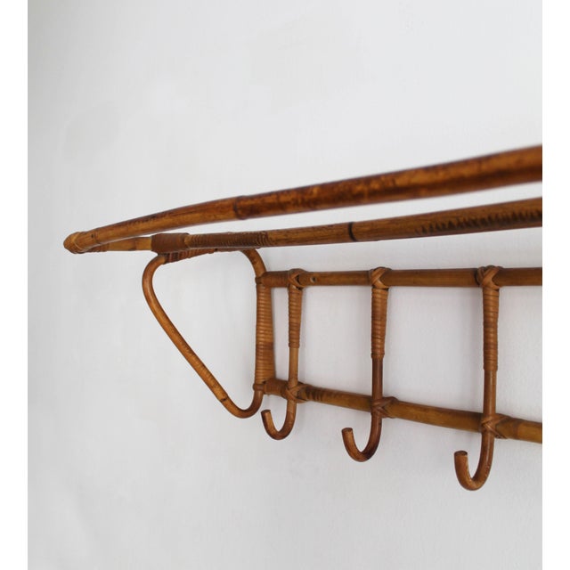 Vintage Czechoslovak Rattan Wall Coat Rack by Úluv, 1960s For Sale - Image 11 of 15