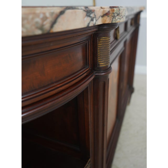 Antique French Louis XVI Marble Top Inlaid Mahogany Sideboard For Sale - Image 13 of 18