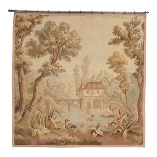 1890s Antique French Aubusson Tapestry, 07'10 X 07'10 For Sale