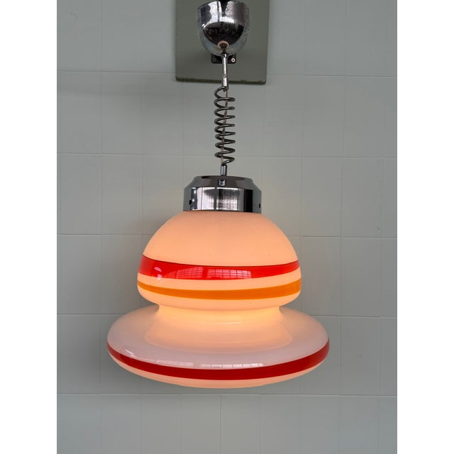 Space Age UFO Glass and Steel Pendant Light, 1970s For Sale - Image 15 of 15