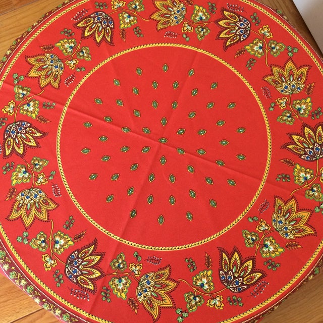 Red French 70 Inch Round Bistro Tablecloth 100 Cotton Made in France