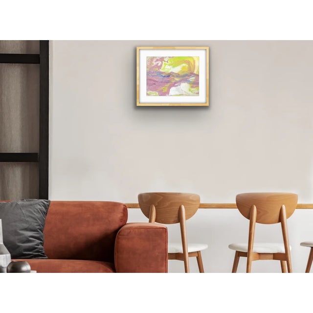 "Neon Sun" l 2019 l 11x 14inches - one of a kind print - Japanese Marbling, Ink on Hand Crafted Mixed Media Paper. 100%...