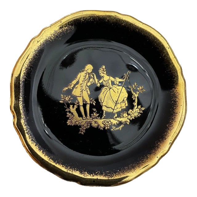 Mid 20th Century Limoges Castell Cobalt and 22 Kt Gold Butter Pat - 2 Available For Sale