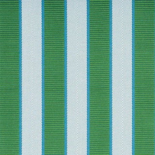 Schumacher X Timothy Corrigan Ribbon Stripe Fabric in Emerald For Sale