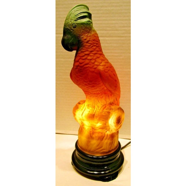 1930s Rare Original Tiffin Art Deco Glass Parrot Table Lamp Circa 1930s For Sale - Image 5 of 13