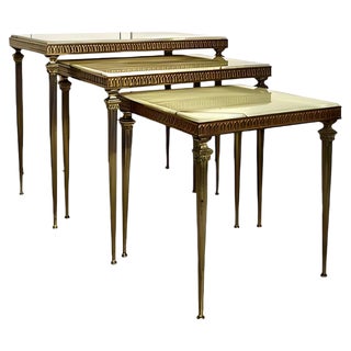 Marble and Brass Nesting Tables, 1970s, Set of 3 For Sale