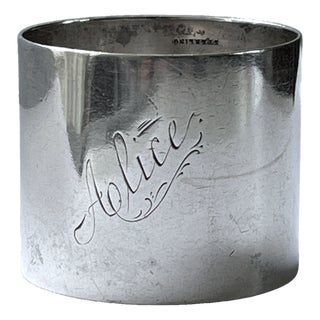 Antique American Sterling Silver Napkin Ring – Hand-Engraved “Alice” 37 Grams | English Estate / Ralph Lauren Style For Sale