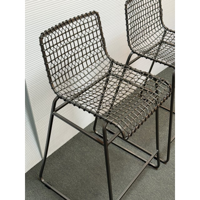 Crate & Barrel Tig Wire Counter Stools, Pair For Sale - Image 10 of 12
