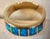 Contemporary 18k Gold Band Inset Australian Opals, Size 9 For Sale - Image 3 of 4