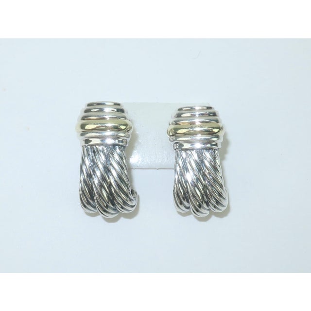 Metal David Yurman Sterling Silver & 14k Gold Earrings, a Pair For Sale - Image 7 of 9