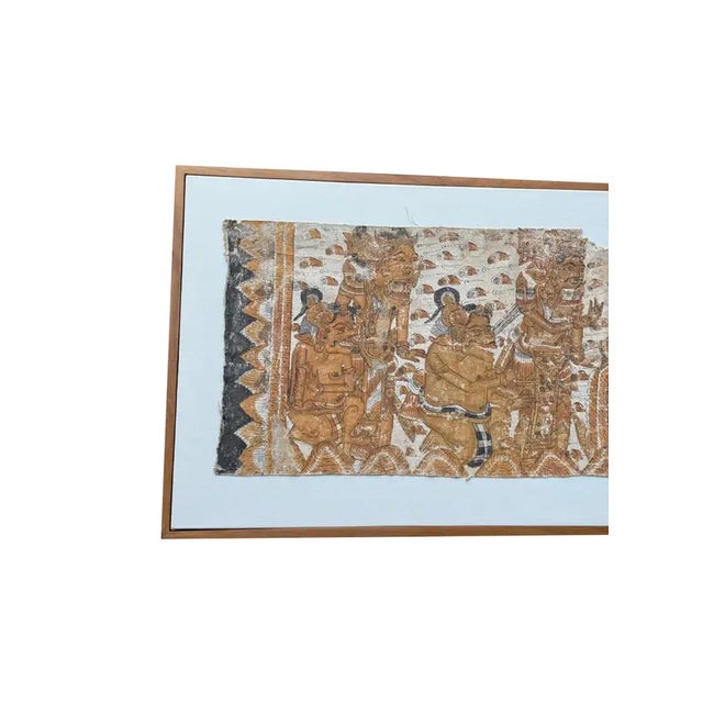 Bali Hindu Textile Framed 'Kamasan' Painting, Indonesia C. 1950 For Sale - Image 13 of 16