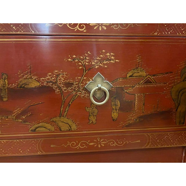 1970s Shanxi Hand Painted Tall Cabinet For Sale - Image 4 of 6