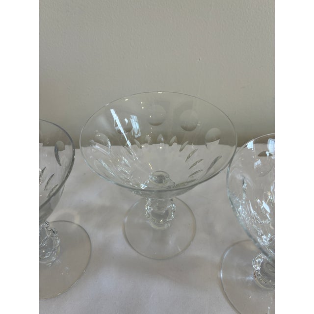 Mid 20th Century Mid 20th Century Duncan Miller “Juno” Etched Coupes Mid-Century American Crystal - Set of 3 For Sale - Image 5 of 9