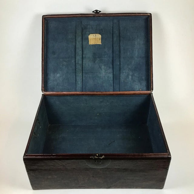 Chinese Antique Leather Trunk For Sale - Image 11 of 13