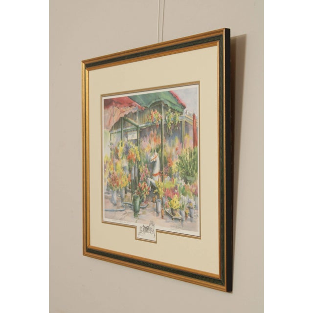 Traditional Sandra Giangiulio 'Le Marchand des Fleurs' Watercolor Lithograph Print For Sale - Image 3 of 13