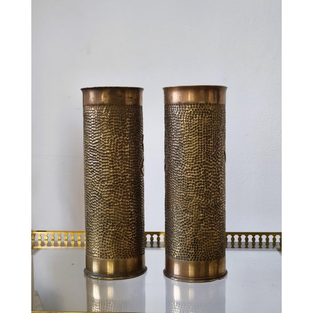 Trench Art Brass Vases, 1910s, Set of 2 For Sale - Image 3 of 11