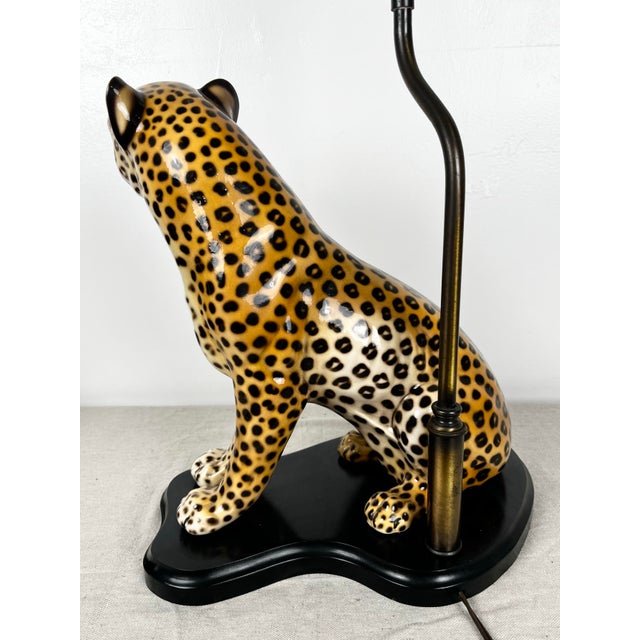 Mid Century Ceramic Leopard Lamp For Sale - Image 9 of 12