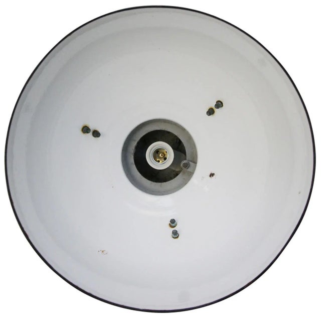 Vintage Industrial Cast Iron and Gray Enamel Pendant Light from Industria Rotterdam For Sale - Image 4 of 6