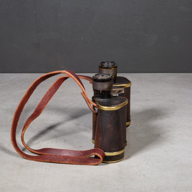 Antique Leather Wrapped German Binoculars and Case c.1921 For Sale In San Francisco - Image 6 of 10