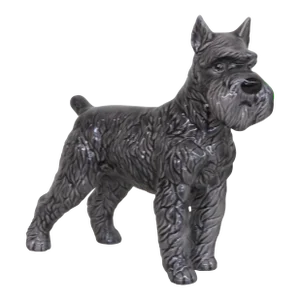 Grey Schnauzer Dog Ceramic Figurine