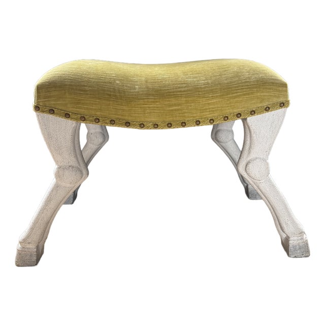 Saddle Stool With Chartreuse Seat For Sale