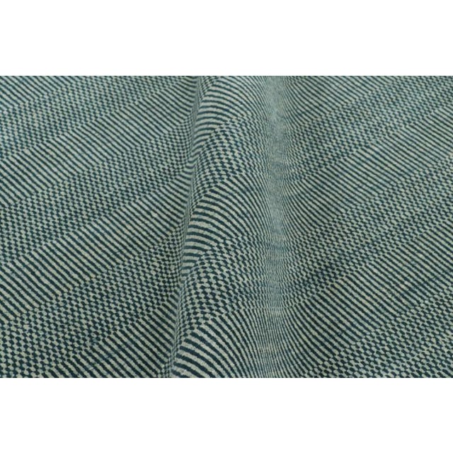 Textile Rug & Kilim’s Modern Rug in Blue and Cream, With Stripes and Geometric Patterns For Sale - Image 7 of 8
