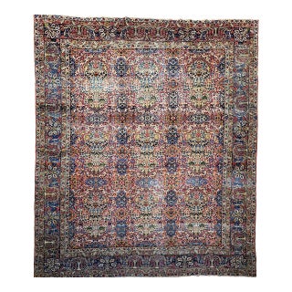 Vintage Oversized Persian Kerman Lavar Rug, Hand-Knotted Wool, Tree of Life Pattern, Red & Blue, 11x15 For Sale